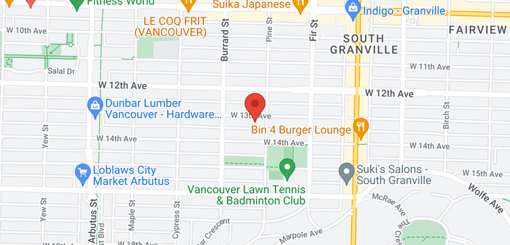 map of 304 1710 W 13TH AVENUE